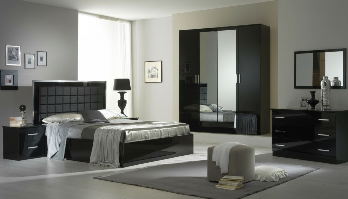 Design Sypialnia 6 szt. Sypialnia Kompletny Zestaw Łóżko Stolik nocny Kredens Nowy