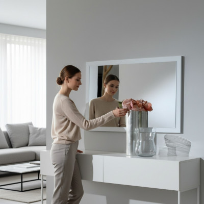 Lustro rama drewniana połysk ścienne Klasyczny designerski Lustro 90x60cm Drewno big xxl