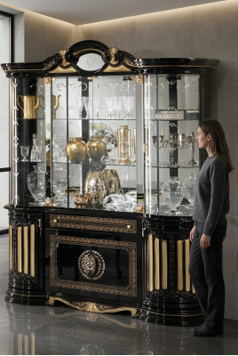 Gablota Szkło Szafa Salon Witryny Witryny Włoskie Meble Drewno