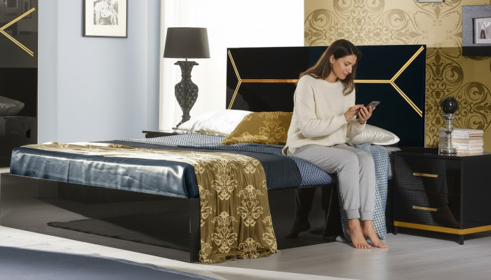 Łóżko w stylu klasycznym Skóra Double Hotel Łóżko Nowoczesne Sypialnia Meble Drewno