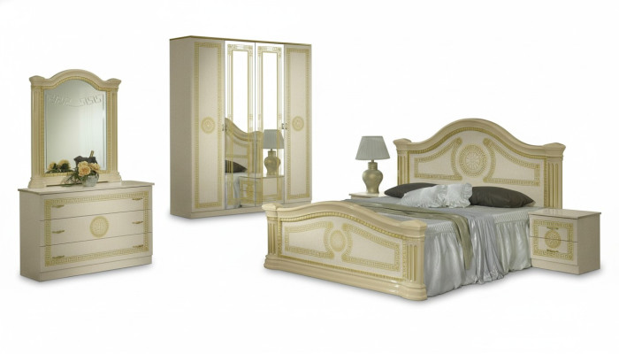 Luksusowa Sypialnia Classic Drewno Łóżko Stolik nocny 6-częściowy design Meble