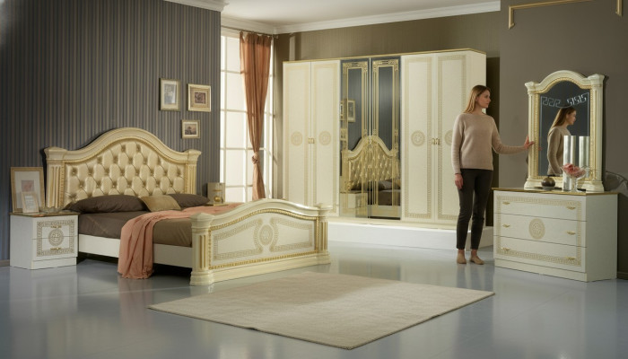 Sypialnia Łóżko Chesterfield Łóżko podwójne Podkładka Chesterfield Baroque Rokoko