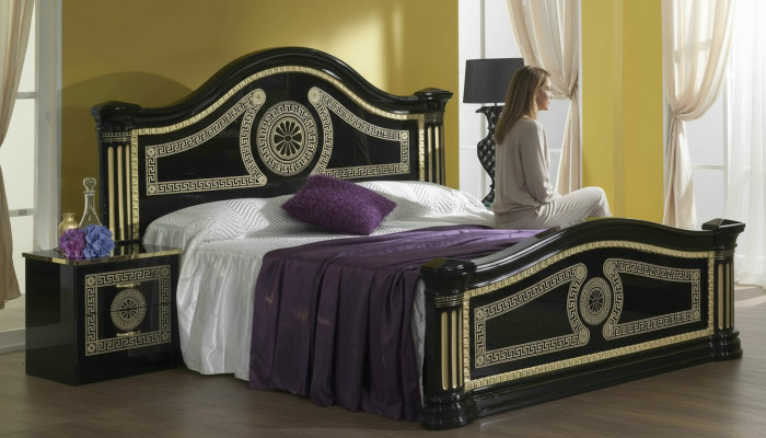 Łóżko Podkładka Design Luxury Drewno Double Hotel łóżko małżeńskie Sleep Pokój Włókienniczy Gold