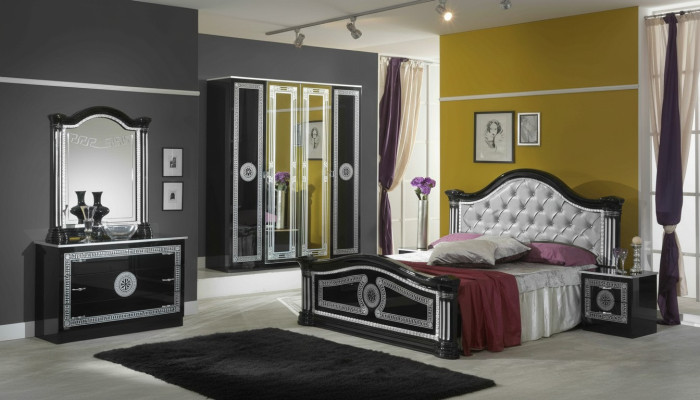 Łóżko 2x Stolik nocny 3 szt. Scenografia Sypialni Luksusowa Sypialnia Chesterfield