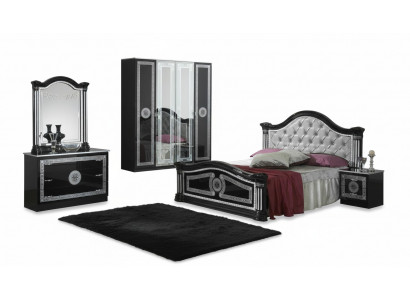Łóżko 2x Stolik nocny 3 szt. Scenografia Sypialni Luksusowa Sypialnia Chesterfield