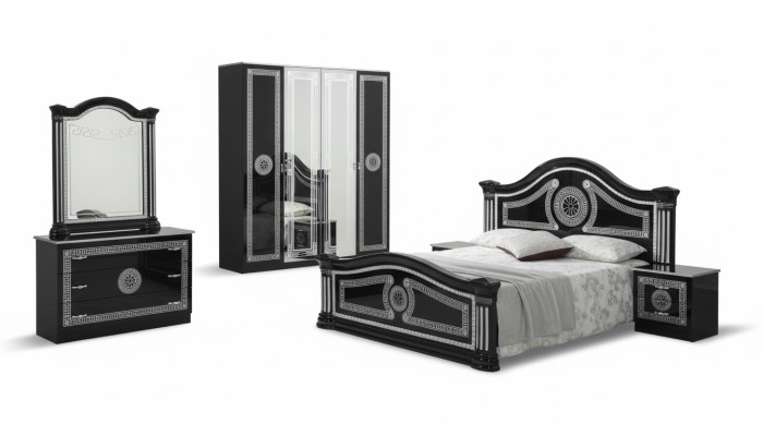 Sypialnia Komplet Royal Style Modrern Łóżko Stolik nocny 6 szt. Nowy