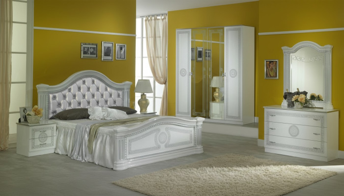 Kompletny zestaw Sypialnia Modern Luxury Łóżko 2x Stolik nocny 6 szt. Szafa