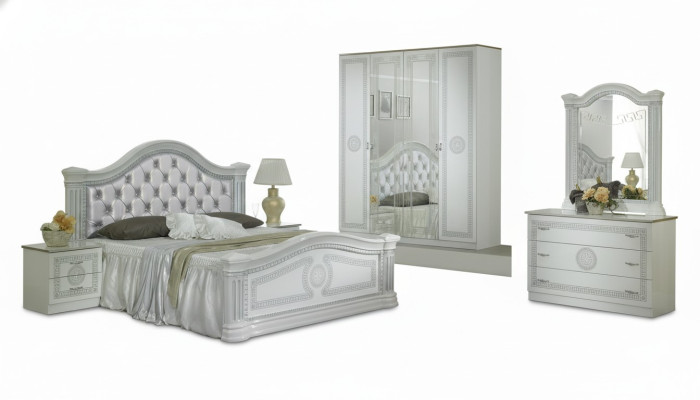 Kompletny zestaw Sypialnia Modern Luxury Łóżko 2x Stolik nocny 6 szt. Szafa
