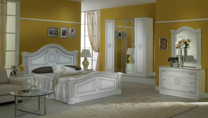 Sypialnia Włoski zestaw mebli Modern Luxury 6-częściowy. Łóżko łóżko Szafa Nowe