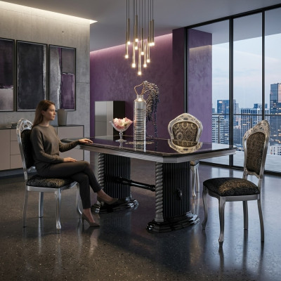 Klasyczny Stół obiadowy salon stoły Włoskie Meble Drewno Tabela 185/230cm