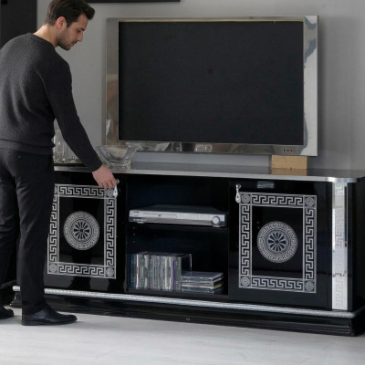 Czarny TV Tabela RTV Szafa Lowboard Meble Stolik RTV Design Szafka RTV