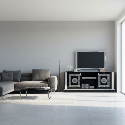 Czarny TV Tabela RTV Szafa Lowboard Meble Stolik RTV Design Szafka RTV