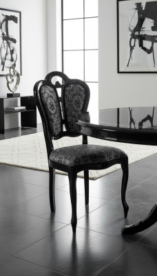 Krzesło Czarny Silver Design Salon jadalnia Drewno Krzesła Podkładka Made Italy