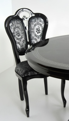 Krzesło Czarny Silver Design Salon jadalnia Drewno Krzesła Podkładka Made Italy