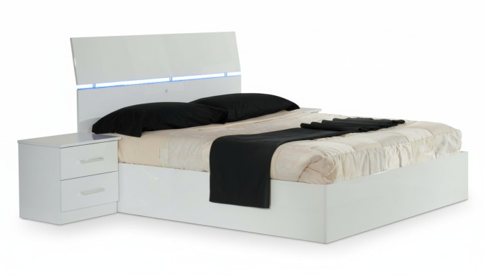Podwójne łóżko Łóżko 2x Szafki nocne Łóżko Design Modern Style 3-częściowe. Dioda LED