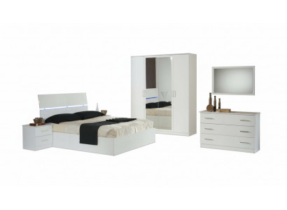 Design Sypialnia 6 szt. Kompletny zestaw Łóżko Stolik nocny Kredens Lustro Drewno