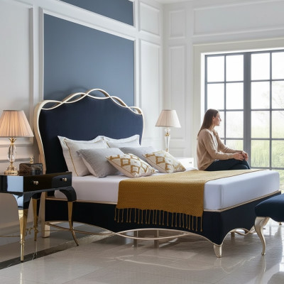 Design Włókienniczy Łóżko Małżeństwo Nowoczesny Hotel Rama Luksusowy Pokój Sypialny Double