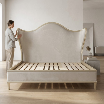 Drewno Design Łóżko Double Luxury Małżeństwo Nowoczesny Hotel Frame Sleep Pokój