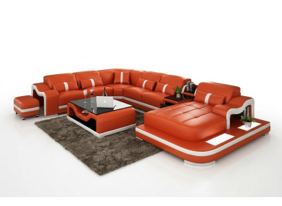 U Shape Sofa Couch Podkładka Ustawić Żywy krajobraz Narożnikowa kanapa Skóra