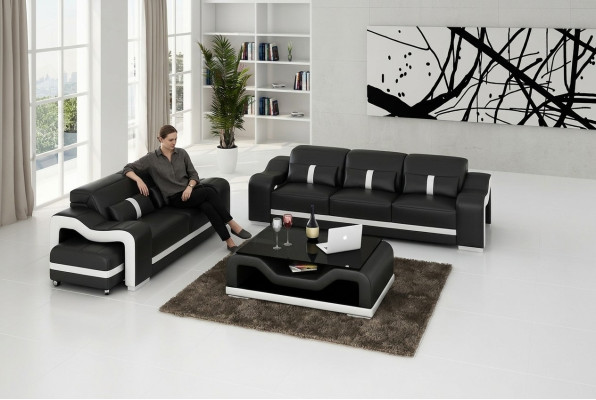 Nowoczesny Zestaw sofowy 3+2 miejsce do siedzenia Sofa Kanapa Podkładka Ustawić Kanapy Skóra