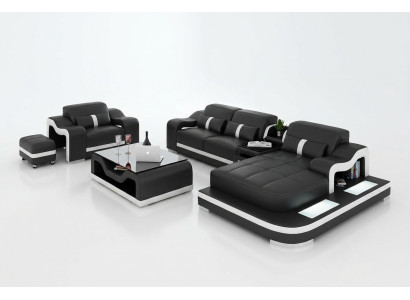 Żywy krajobraz Narożnikowa kanapa Zestaw Fotelowy w kształcie litery L Ustawić Deco Nowoczesna Sofa Skóra
