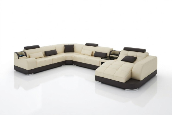 Skórzana sofa designerska sofa U w kształcie Żywy krajobraz Couch Podkładka Narożnikowa kanapa