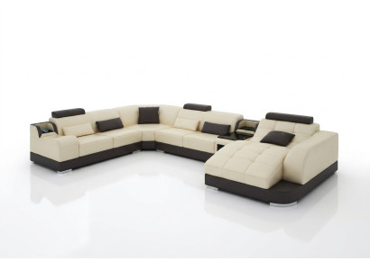 Skórzana sofa designerska sofa U w kształcie Żywy krajobraz Couch Podkładka Narożnikowa kanapa