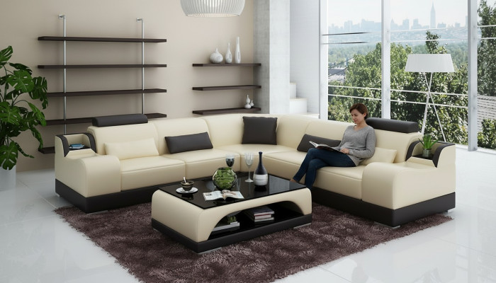 Narożnik kanapa Podkładka Żywy krajobraz Narożnik Ustawić Narożnik Skóra Sofa Szara