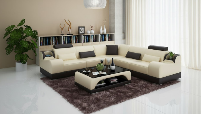 Narożnik kanapa Podkładka Żywy krajobraz Narożnik Ustawić Narożnik Skóra Sofa Szara