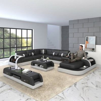 U Shape Sofa Couch Podkładka Ustawić Narożnikowa kanapa Żywy krajobraz Design Skóra
