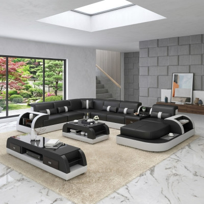 U Shape Sofa Couch Podkładka Ustawić Narożnikowa kanapa Żywy krajobraz Design Skóra
