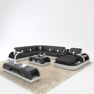 U Shape Sofa Couch Podkładka Ustawić Narożnikowa kanapa Żywy krajobraz Design Skóra