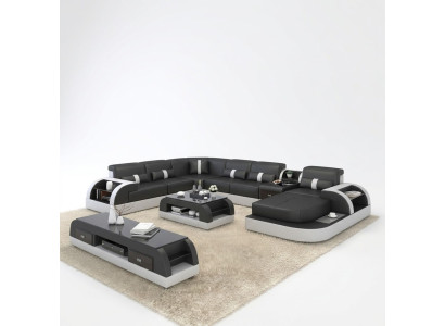 U Shape Sofa Couch Podkładka Ustawić Narożnikowa kanapa Żywy krajobraz Design Skóra