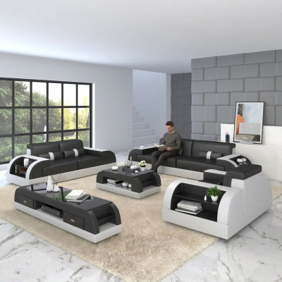 Zestaw sofowy Podkładka 321 miejsce do siedzenia Zestaw Design Sofy Kanapy Skóra Modern