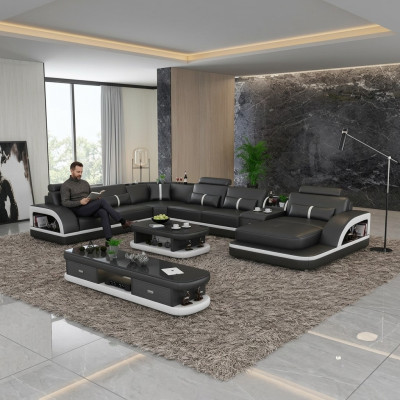Skórzana sofa Narożnikowa kanapa Ustawić Podkładkę w kształcie litery U Sofa kanapa projekt Zestaw narożny