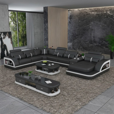 Skórzana sofa Narożnikowa kanapa Ustawić Podkładkę w kształcie litery U Sofa kanapa projekt Zestaw narożny