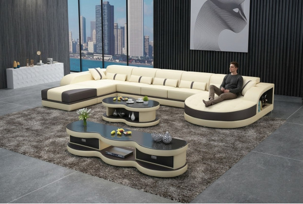 Sofy U Shape Sofa Couch Podkładka Żywy krajobraz Ustawić Design Narożnikowa kanapa