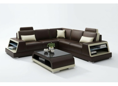 Narożna kanapa skórzana Podkładka Żywy krajobraz Sofa Zestaw narożny w kształcie litery L