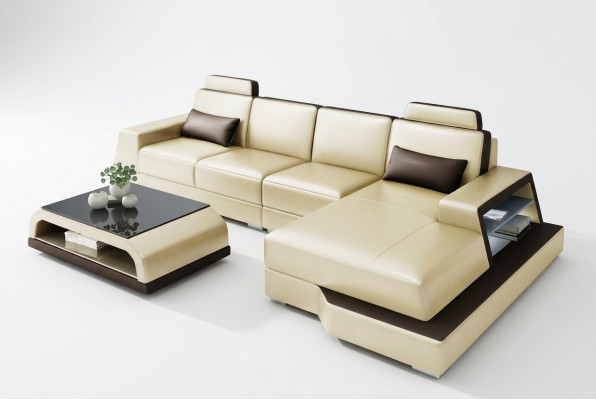 Narożnikowa kanapa Sofa Żywy krajobraz L Shape Podkładka Couch Sofa skórzana Sofy beżowe