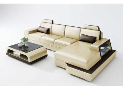 Narożnikowa kanapa Sofa Żywy krajobraz L Shape Podkładka Couch Sofa skórzana Sofy beżowe