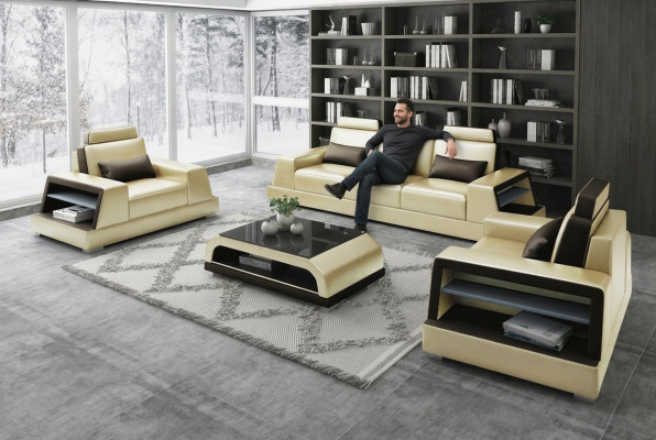 Nowoczesny Zestaw Sofowy Sofa Grupa Obcios 311 miejsce do siedzenia skórzana sofa
