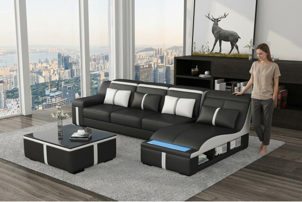 LForm Skóra Żywy krajobraz Couch Podkładka Siedziba Narożnikowa kanapa Sofa Large