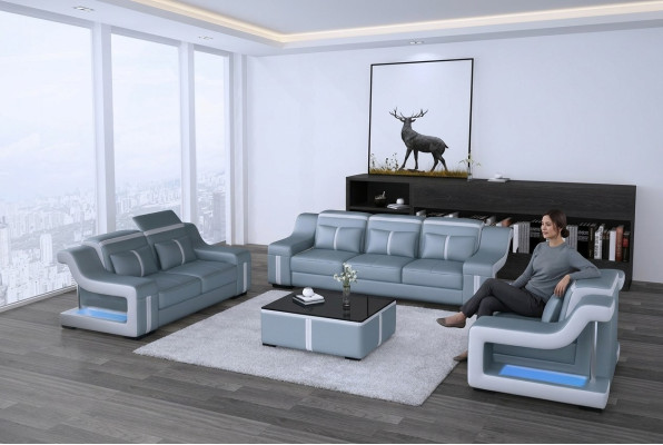 Zestaw sofowy Kanapa Podkładka Sofa Zestaw 311 Skóra Kanapy Sofy Kompletne