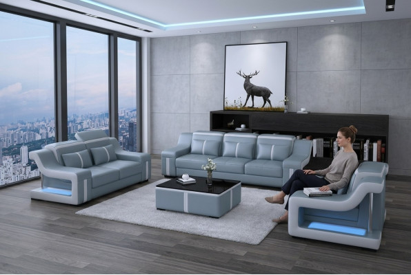 Zestaw sofowy Couch Podkładka Sofa 322 Kompletny zestaw Obcios Design Skóra 3-częściowy.