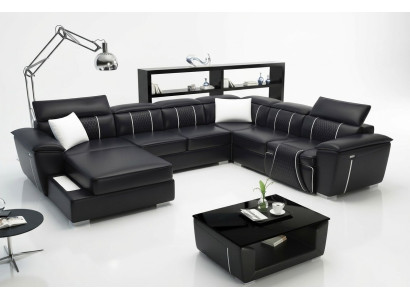 U Shape Narożnikowa kanapa Sofa Kanapa Podkładka Ustawić Skórę Włókienniczą Materiał