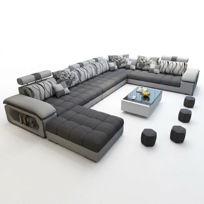 Żywy krajobraz Narożnikowa kanapa UForm Sofa Couch Skóra Design Couch Włókienniczy
