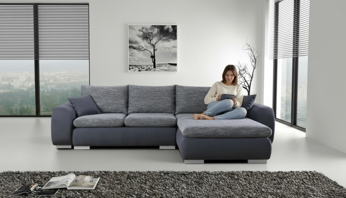 Narożnikowa kanapa Funkcja łóżka Kanapa Szary Podkładka Kanapy Włókienniczy Sofy Sofa