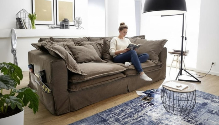Sofa 4 miejsce do siedzenia sofy materiałowe luksusowe designerskie kanapy kanapy duża Podkładka Lümmel