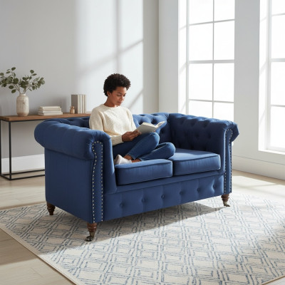 projektant 2 miejsce do siedzenia Włókienniczy Sofy Kanapy New Chesterfield Couch Podkładka