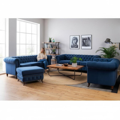 Designerska Sofa 3 miejsce do siedzenia Chesterfield Couch Podkładka Sofy Siedziba Trzyosobowa Włókienniczy